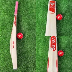 VELES CUSTOM MADE GRADE-1st ENGLISH WILLOW CRICKET BAT WITH RED LEATHER BALL