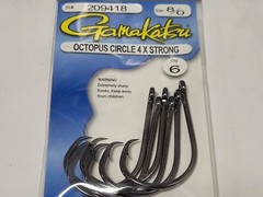 1 Pack Gamakatsu Octopus Circle 4X STRONG Hooks 8/0 #209418 6 Pack FREE SHIPPING