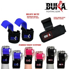 Weight Lifting Hooks(Pair) Non-Slip Rubber Coated Support Adjustable Wrist strap