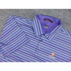La Quinta Polo Shirt Mens XL Nike Tiger Woods Purple Striped Golf Performance