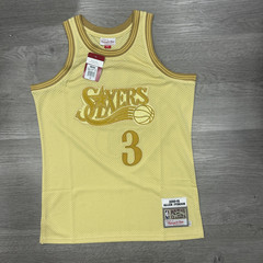 Mitchell & Ness Allen Iverson Sixers Jersey Mens Large Gold NEW 2000-01 Hardwood