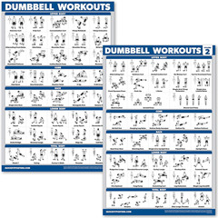Quickfit 2 Pack Dumbbell Workout Exercise Poster – Volume 1 & 2 – LAMINATED 18″