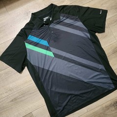 Nike Golf Tour Performance Dri-FIT Polo Shirt Mens XXL Black Grey Teal Striped
