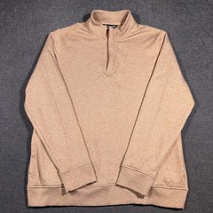 TravisMathew 1/4 Zip Pullover Mens L Tan Heathered Fleece Golf Sweatshirt